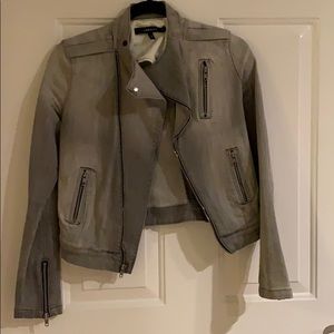 J Brand Lunar Grey Moro Zipper Denim Jacket sz S